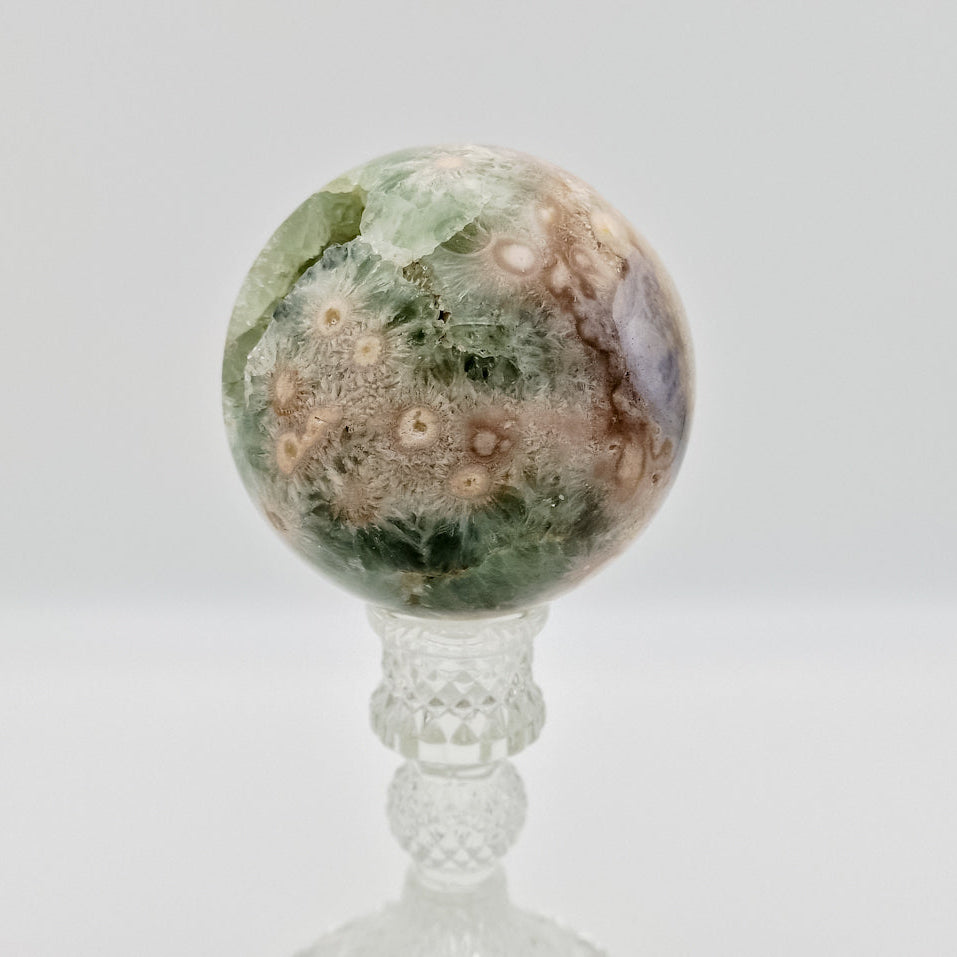 Prasiolith - Blumenachat Kugel