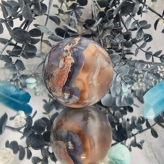 Blaue Blumenachat Kugel