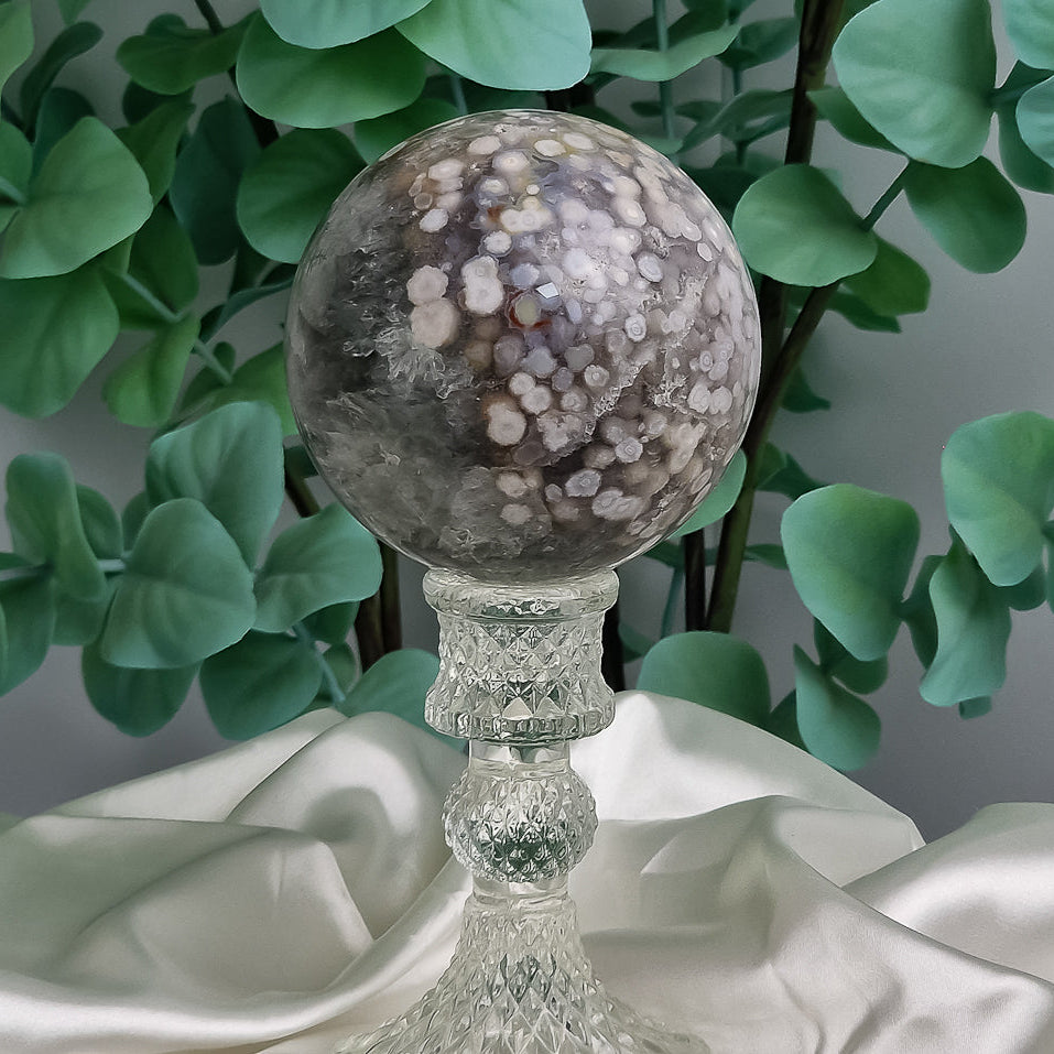 Prasiolith - Blumenachat Kugel