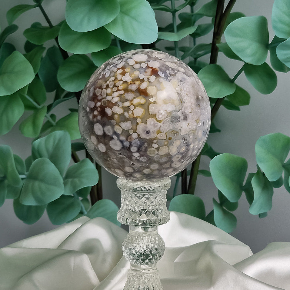 Prasiolith - Blumenachat Kugel