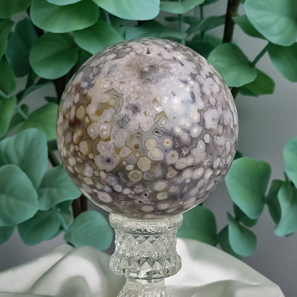 Prasiolith - Blumenachat Kugel