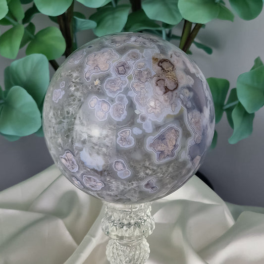 Prasiolith - Blumenachat Kugel