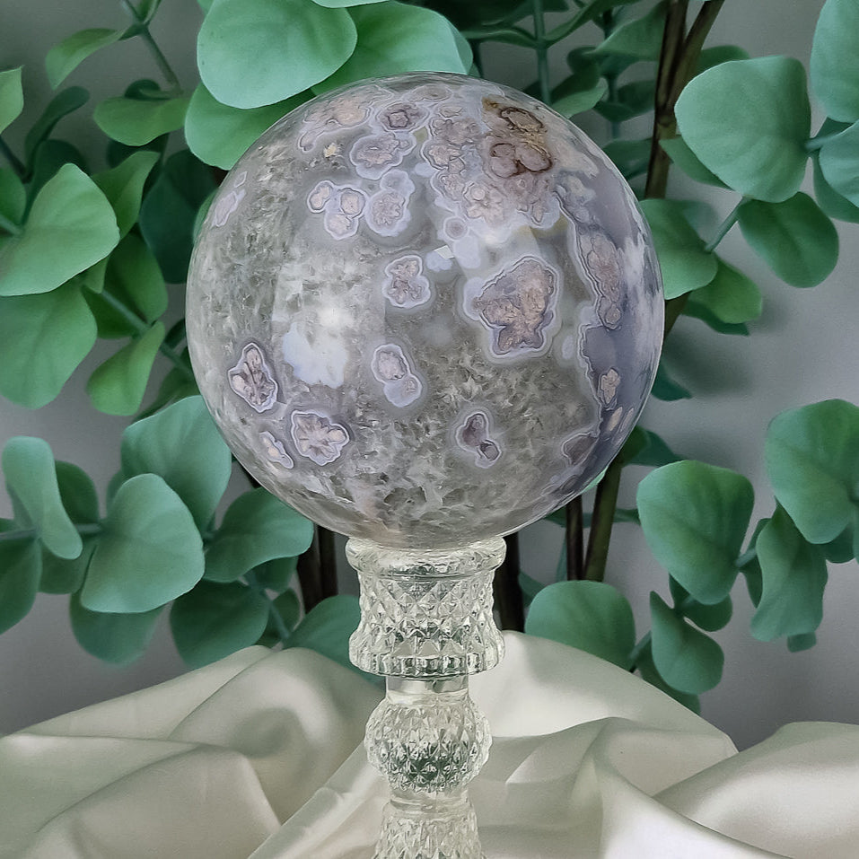 Prasiolith - Blumenachat Kugel