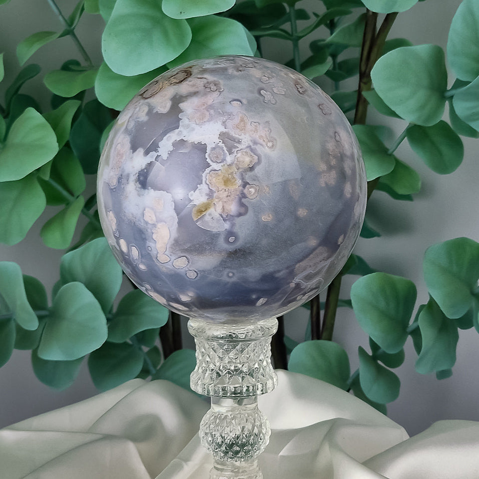 Prasiolith - Blumenachat Kugel