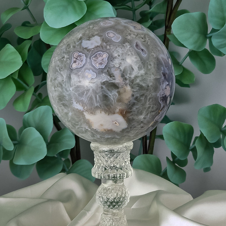 Prasiolith - Blumenachat Kugel