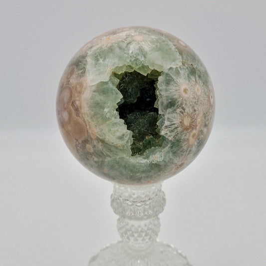 Prasiolith - Blumenachat Kugel
