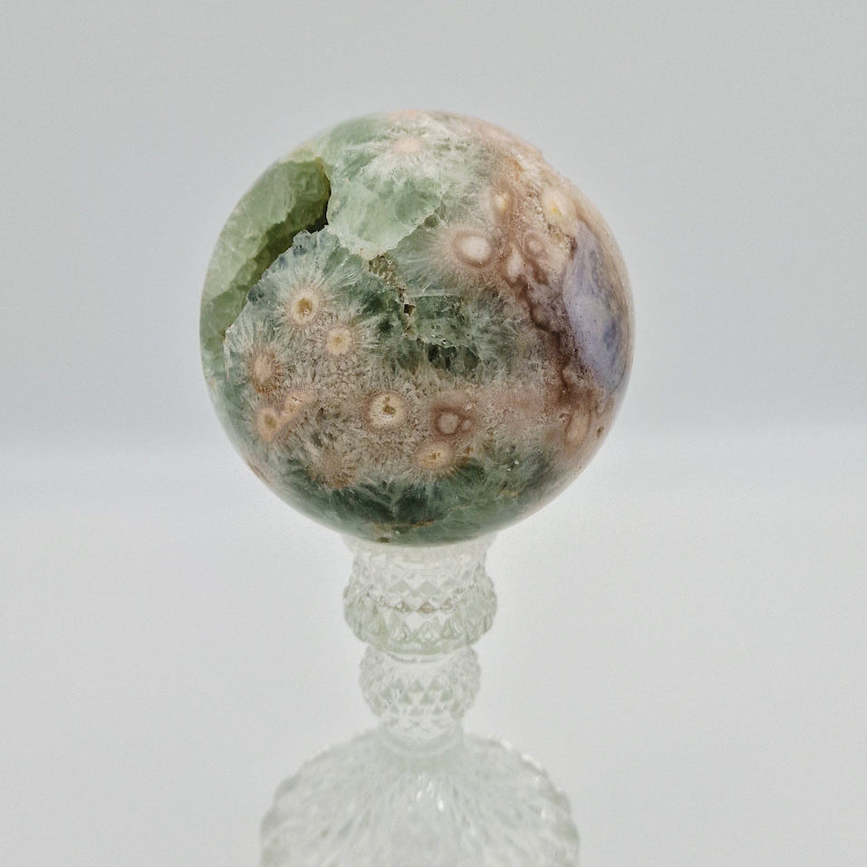 Prasiolith - Blumenachat Kugel