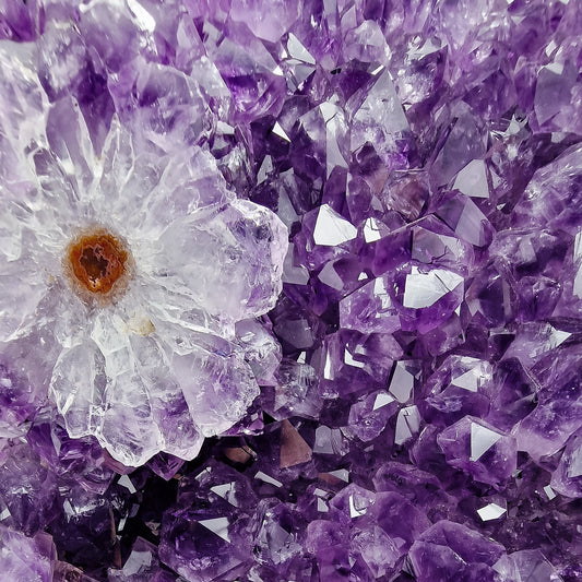 Amethyst mit weisser Stalaktit Blume
